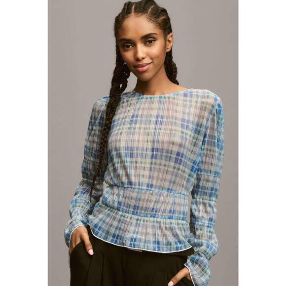 Anthropologie Porridge Long-Sleeve Sheer Top - New XS - Picture 1 of 4